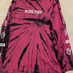 Zoo York Pink and Black Tie-Dye Long Sleeve Tee